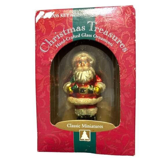 Old World Santa Ornament Brass Key Christmas Hand-Crafted Glass Miniatures VTG - Picture 1 of 10
